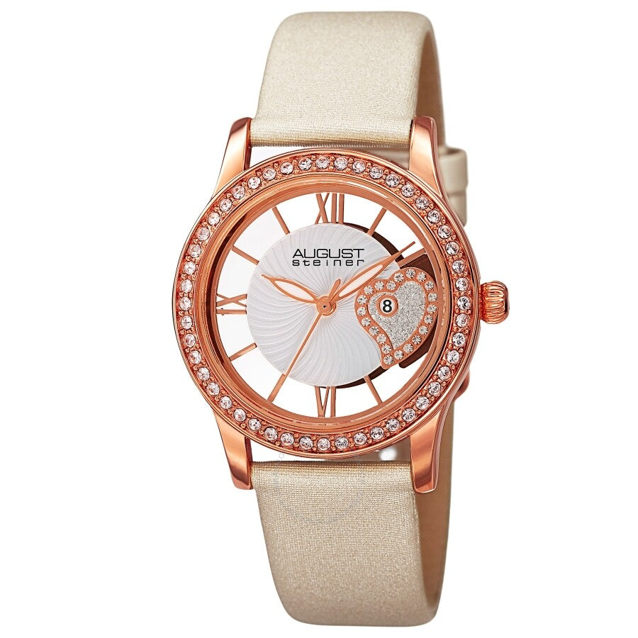 August Steiner Quartz Crystal White Dial Ladies Watch AS8176WTR - Dawson Watches