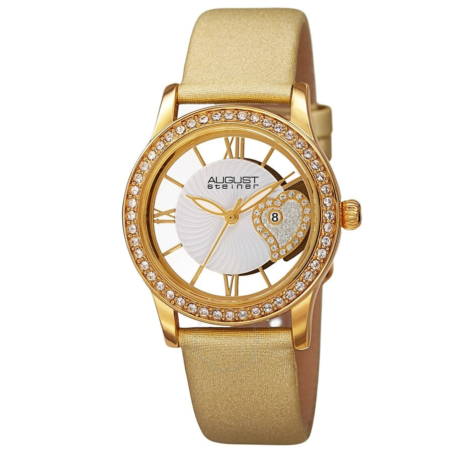 August Steiner Quartz Crystal White Dial Ladies Watch AS8176YG - Dawson Watches