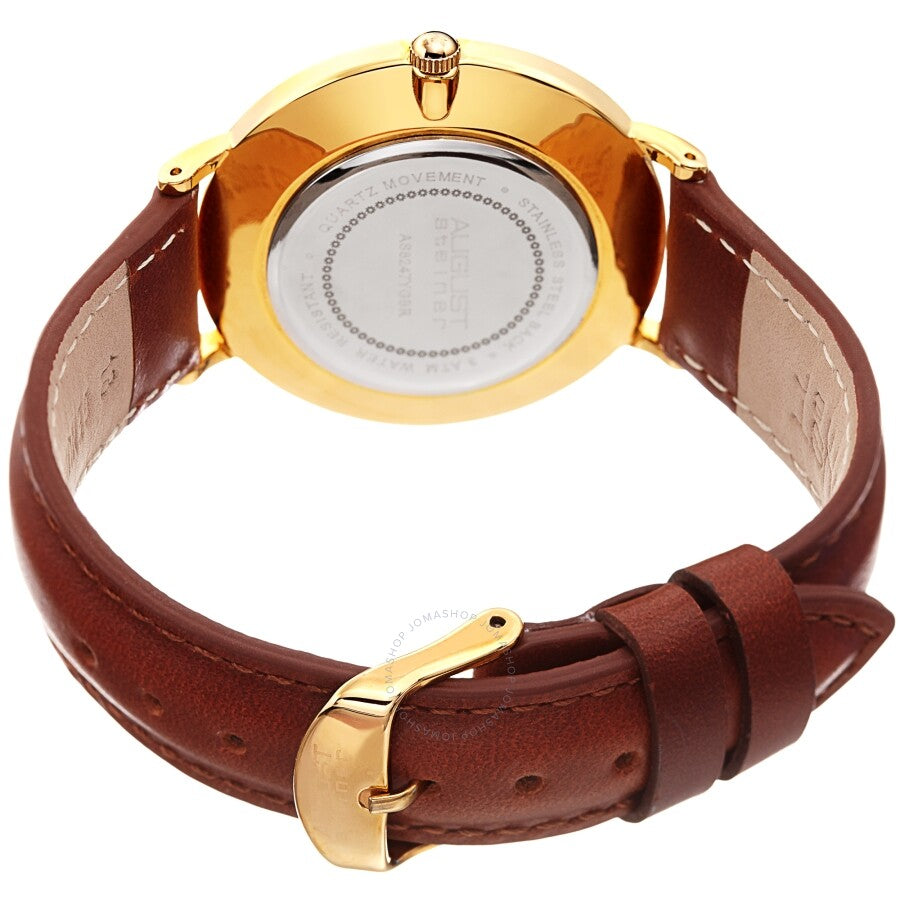 August Steiner Quartz White Dial Brown Leather Ladies Watch AS8247YGBR - Dawson Watches #4