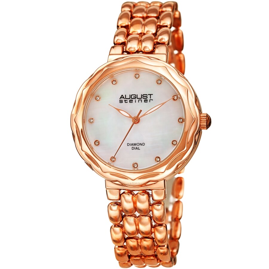 August Steiner Quartz Diamond White Dial Ladies Watch AS8248RG - Dawson Watches