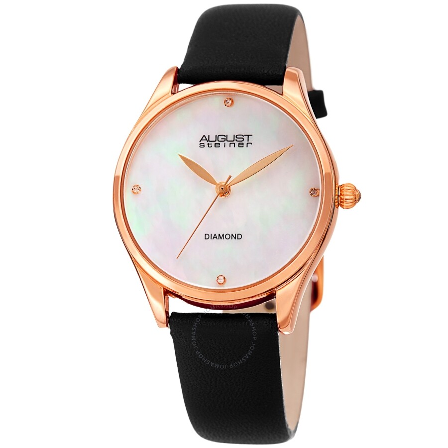 August Steiner Quartz Diamond White Dial Ladies Watch AS8254BK - Dawson Watches
