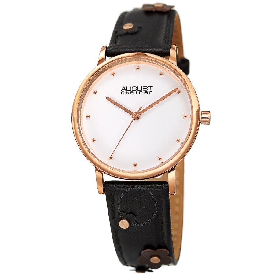 August Steiner Quartz White Dial Ladies Watch AS8260BK - Dawson Watches