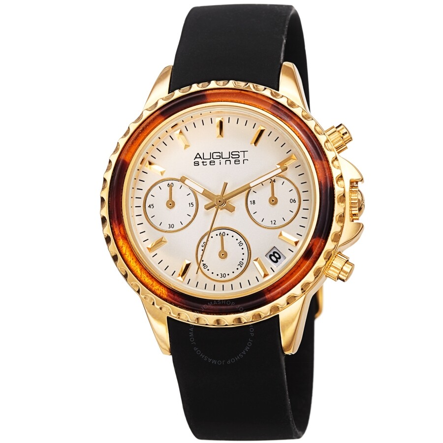 August Steiner Chronograph Quartz White Dial Ladies Watch AS8268BKG - Dawson Watches
