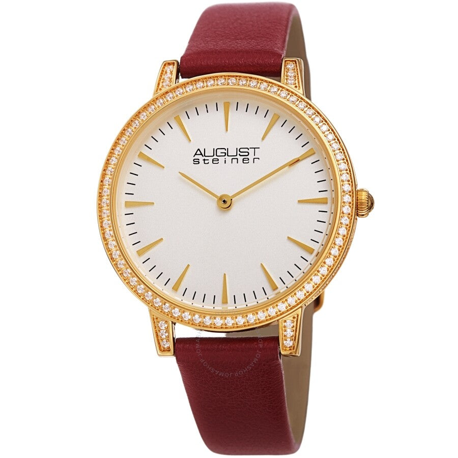 August Steiner Quartz Crystal White Dial Ladies Watch AS8274RD - Dawson Watches