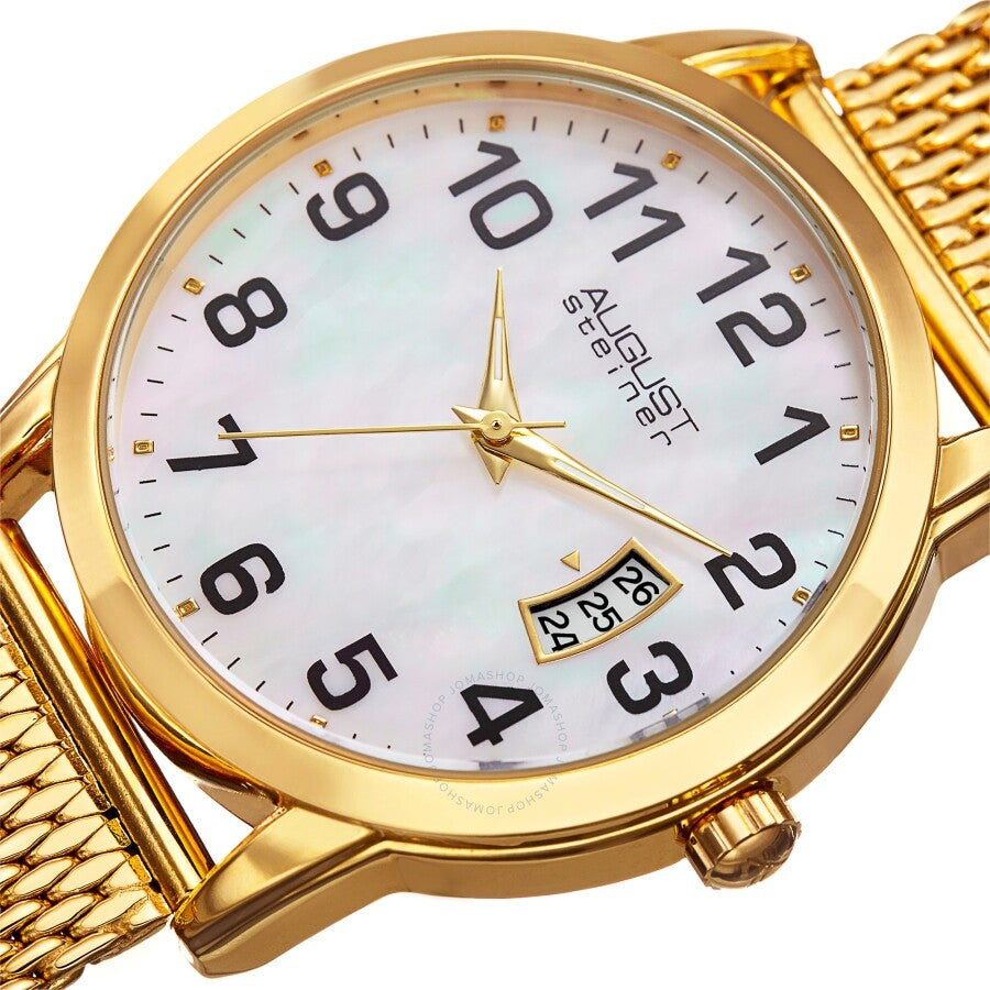 August Steiner White Dial Yellow Gold-tone Mesh Men's Watch AS8195YG - Dawson Watches #2
