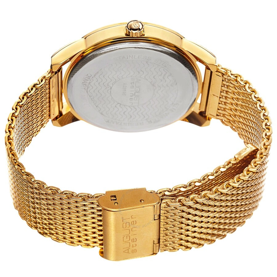 August Steiner White Dial Yellow Gold-tone Mesh Men's Watch AS8195YG - Dawson Watches #4