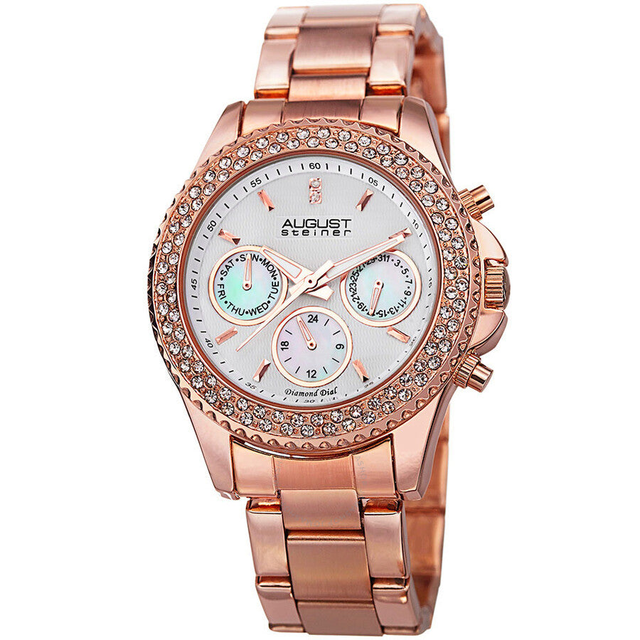 August Steiner White Dial Rose Gold-tone Ladies Watch AS8100RG - Dawson Watches