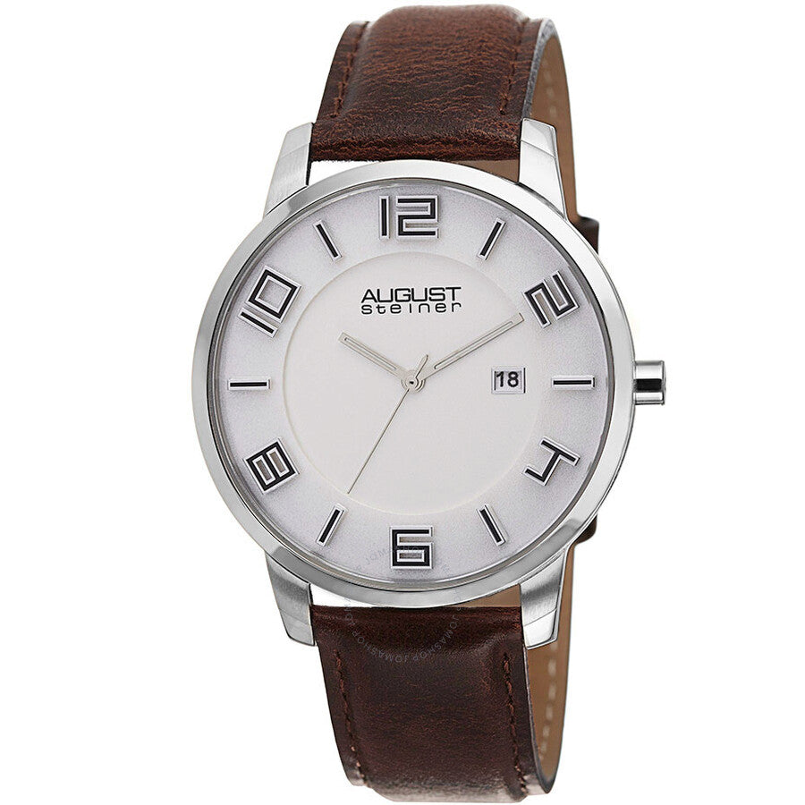 August Steiner White Dial Brown Leather Men's Watch AS8108BR - Dawson Watches