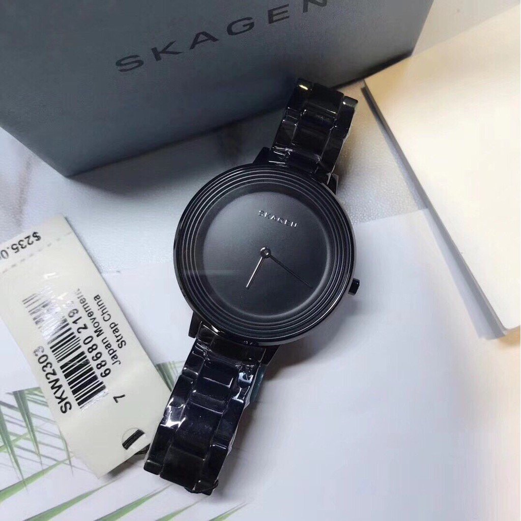 Skagen Ditte Black Dial Ceramic Bracelet Ladies Watch SKW2303