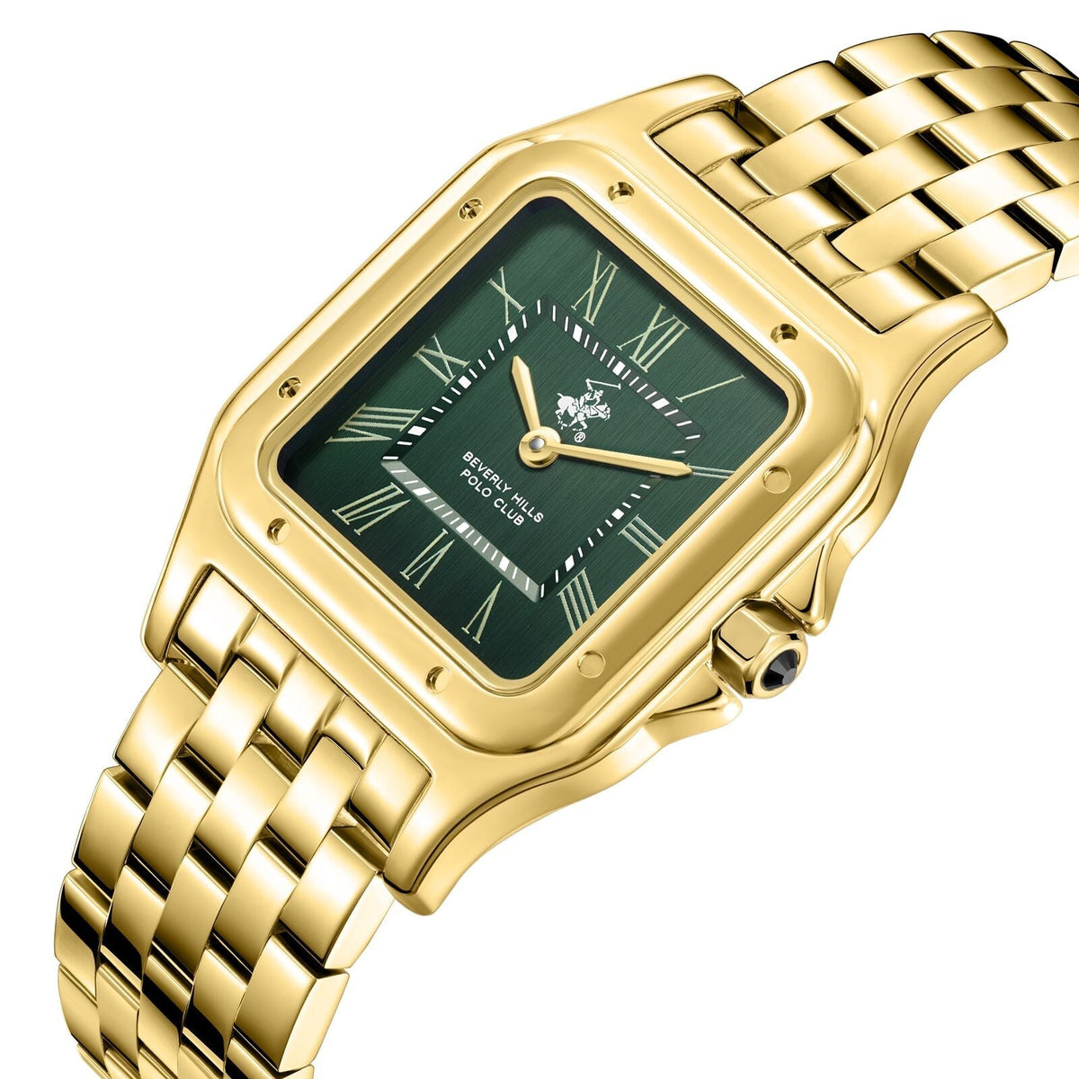 Beverly Hills Polo Club All Gold Green Dial Square Watch - BP3824C.170