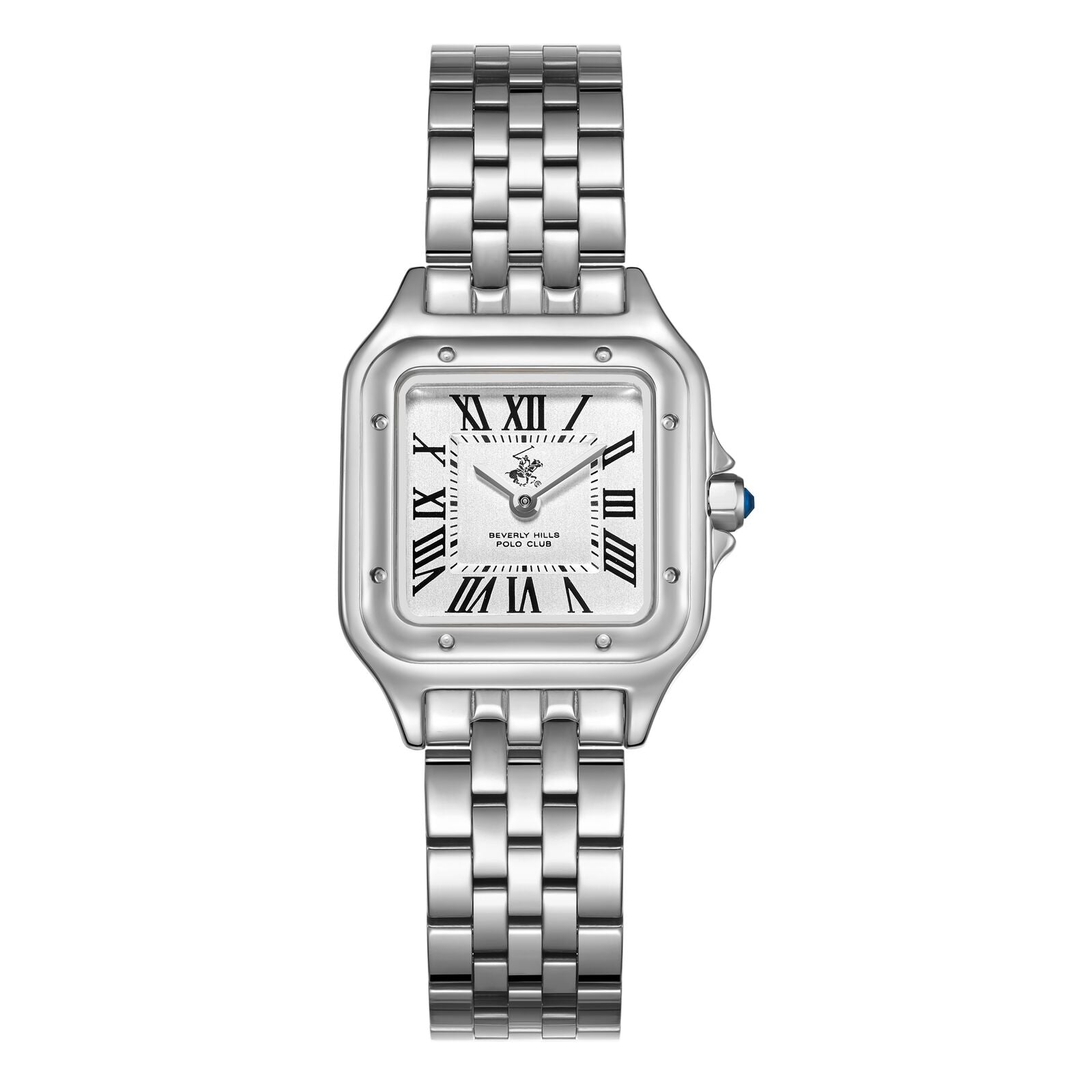 Beverly Hills Polo Club BP3755C.330 silver square watch with Roman numeral dial and bracelet