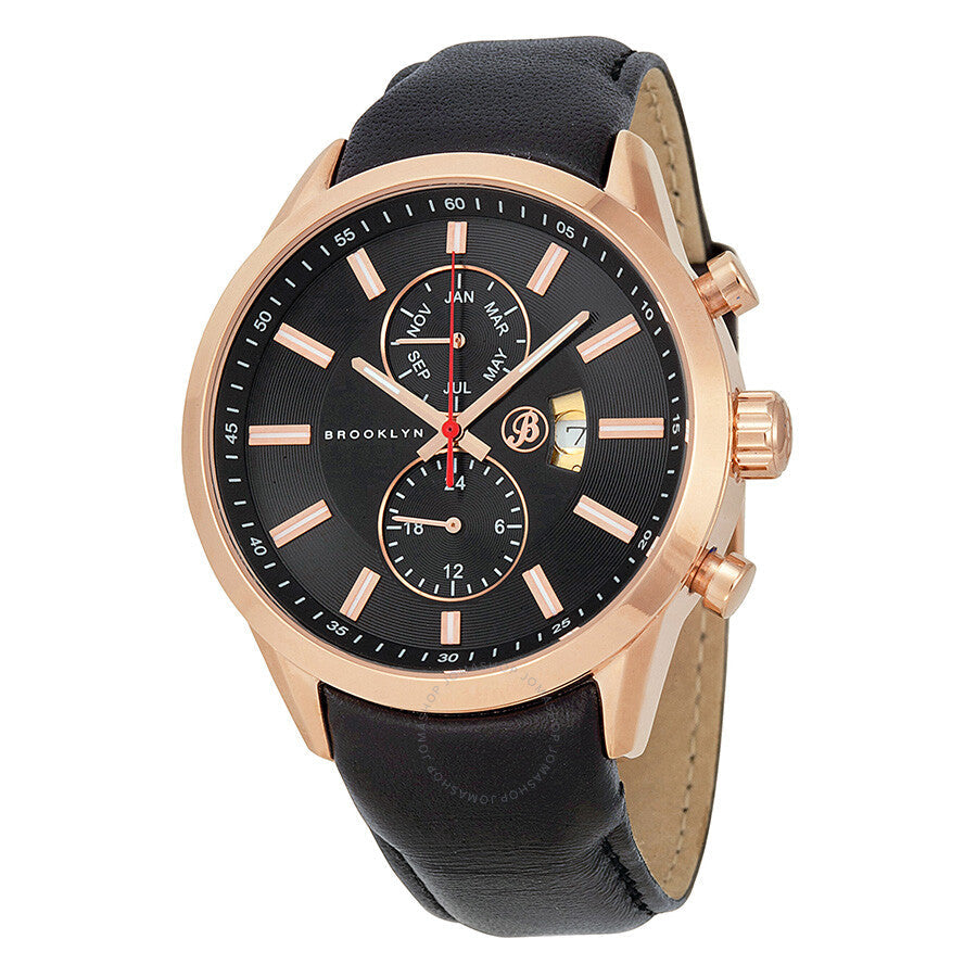 Brooklyn Watch Co. Fulton Black Dial Black Leather Swiss Quartz Men's Watch FL-RG-BK-BK - Dawson Watches