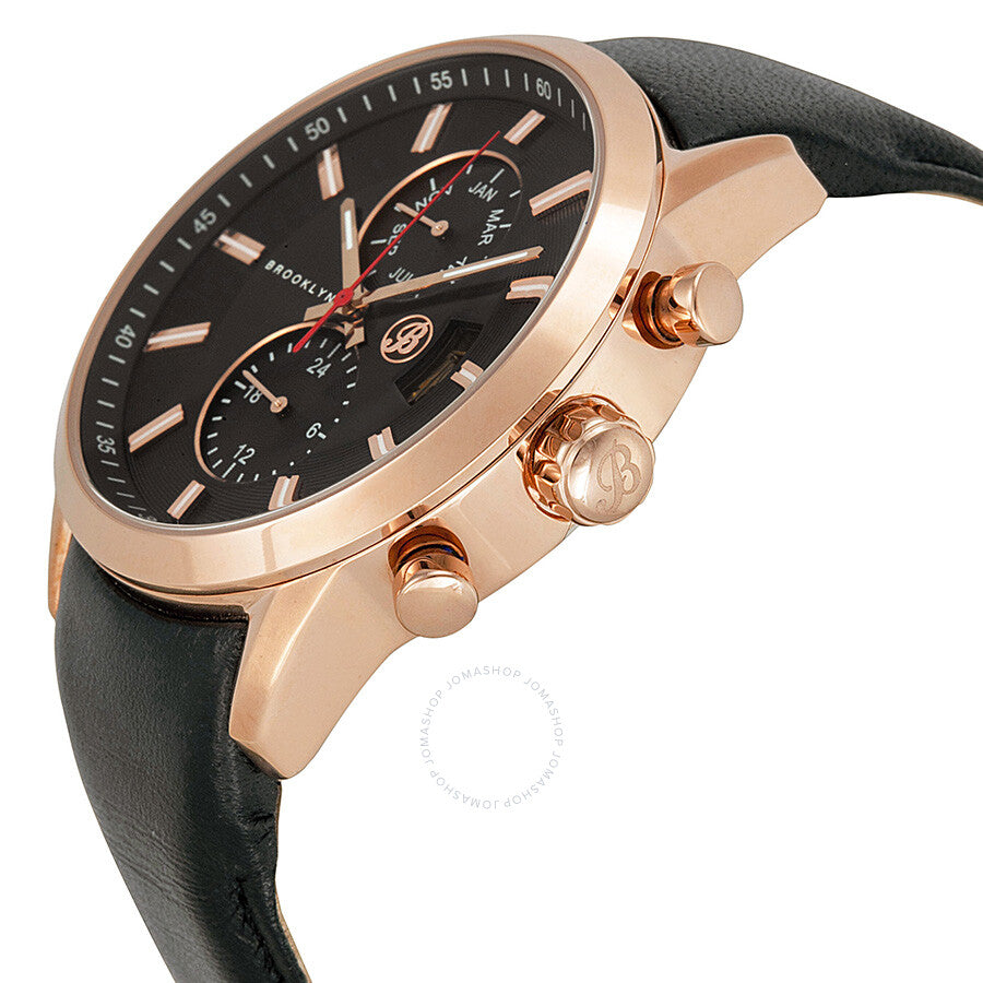 Brooklyn Watch Co. Fulton Black Dial Black Leather Swiss Quartz Men's Watch FL-RG-BK-BK - Dawson Watches #2