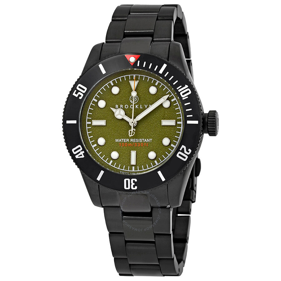 Brooklyn Watch Co. Black Eyed Pea Green Dial Men's Watch 306-D-88-BB-BLK - Dawson Watches