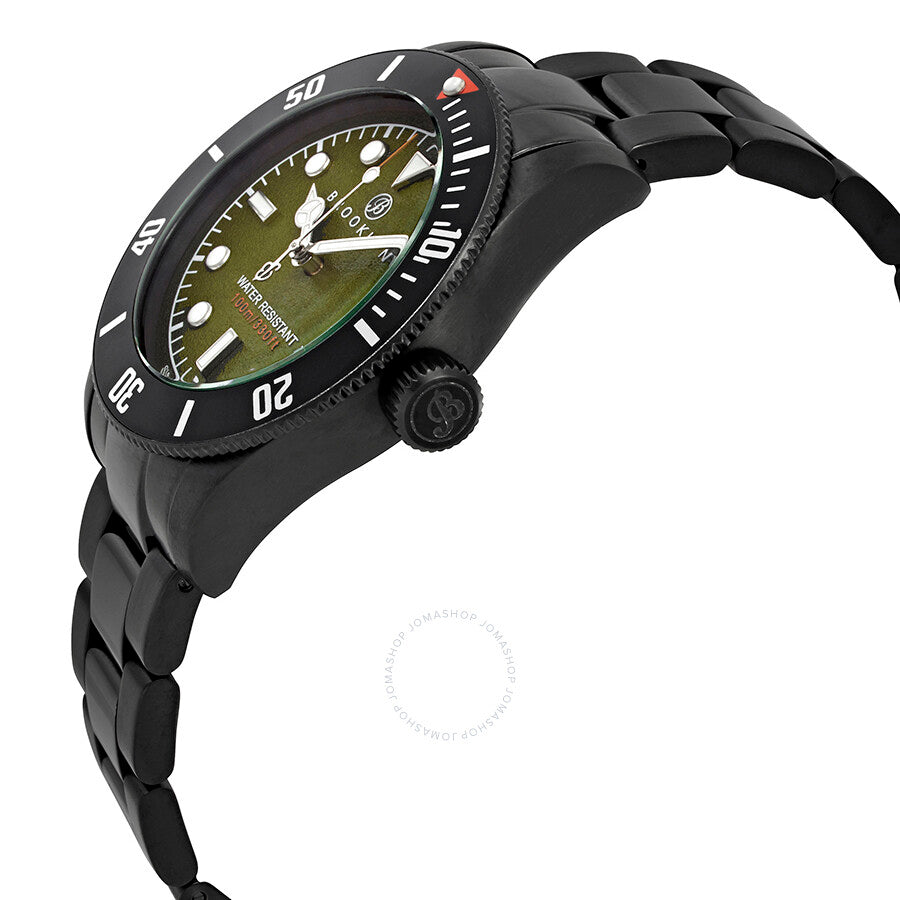 Brooklyn Watch Co. Black Eyed Pea Green Dial Men's Watch 306-D-88-BB-BLK - Dawson Watches #2