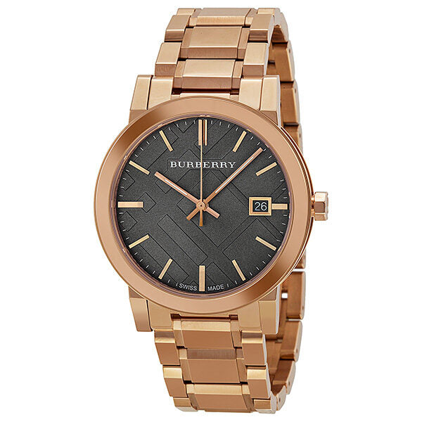 Burberry Brown Check Pattern Dial Rose Gold-plated Unisex Watch BU9005