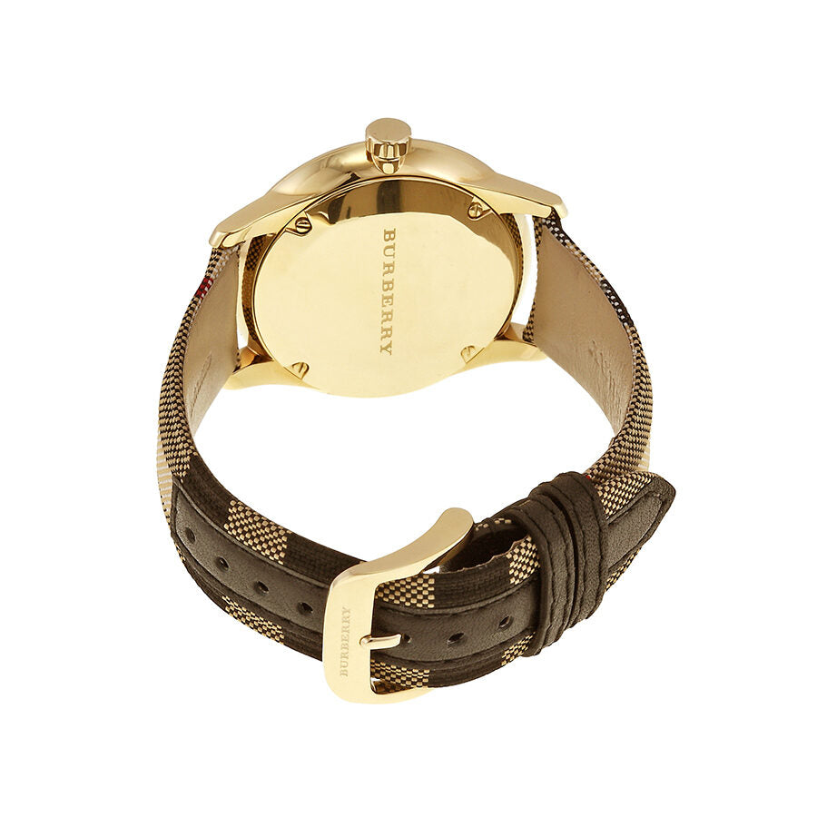 Burberry Honey Dial Honey Check Fabric-Coated Leather Unisex Watch BU10001 - BigDaddy Watches #3