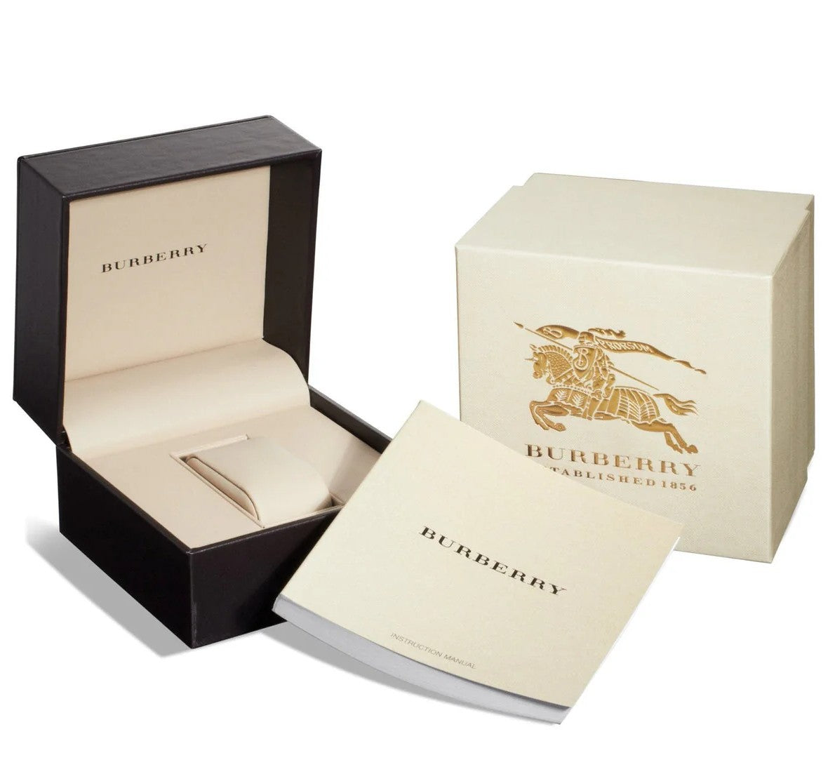 Burberry The Britain Diamonds Black Dial Black Leather Strap Watch for Women - BBY1809