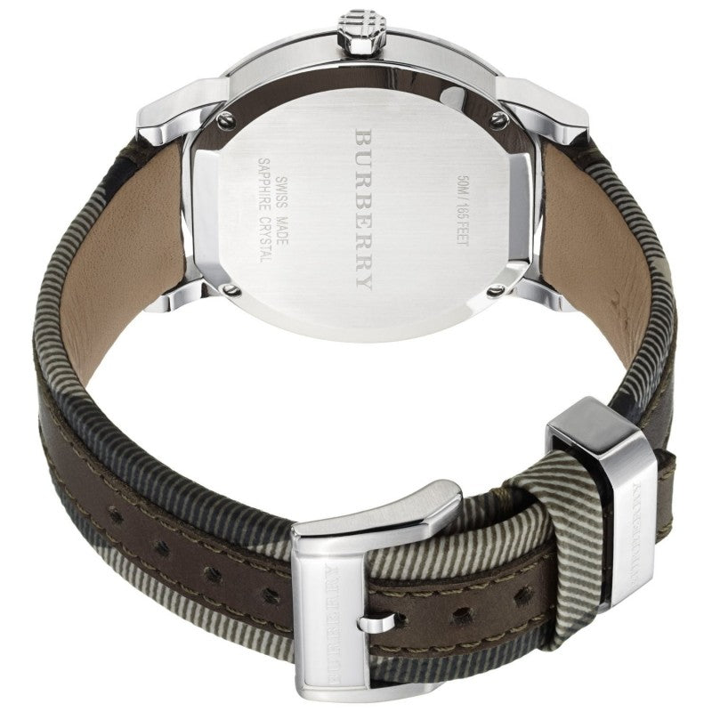 Burberry Men's Large Check Leather on Canvas Strap Beige Dial Men's Watch BU9020 - Dawson Watches #2