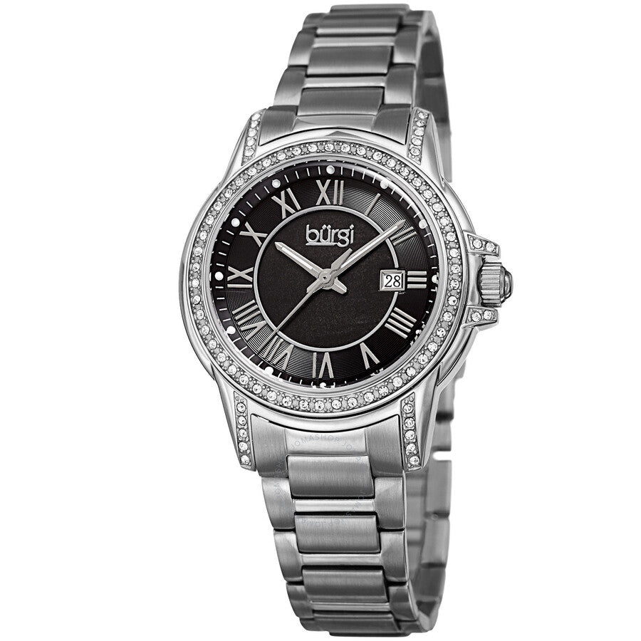 Burgi Black Dial Ladies Quartz Watch BUR168SSB - Dawson Watches