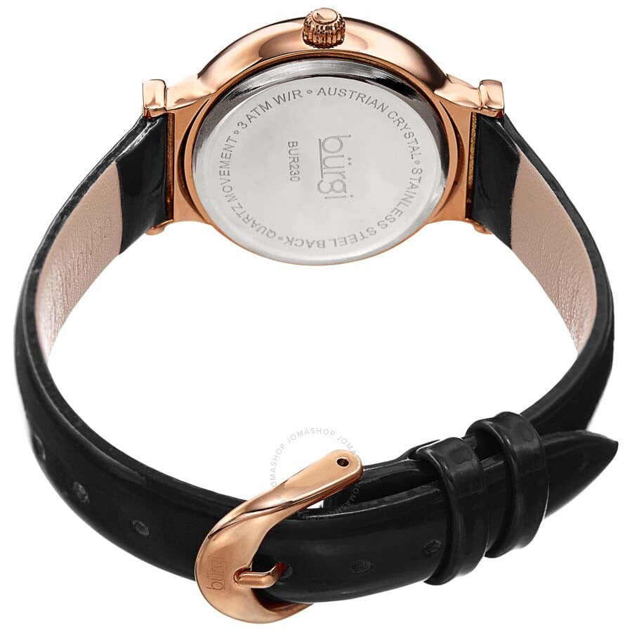 Burgi Black Dial Black Leather Ladies Watch BUR230BK - Dawson Watches #4