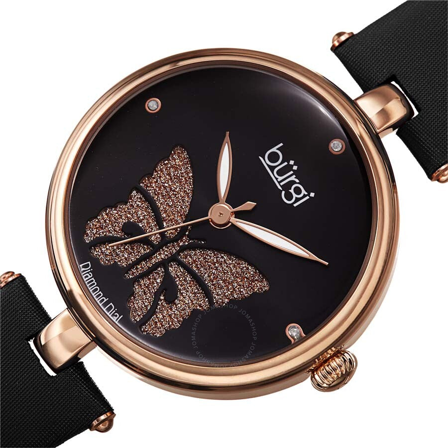 Burgi Pretty Butterfly Diamond Black Dial Ladies Watch BUR233RGBK - Dawson Watches #2