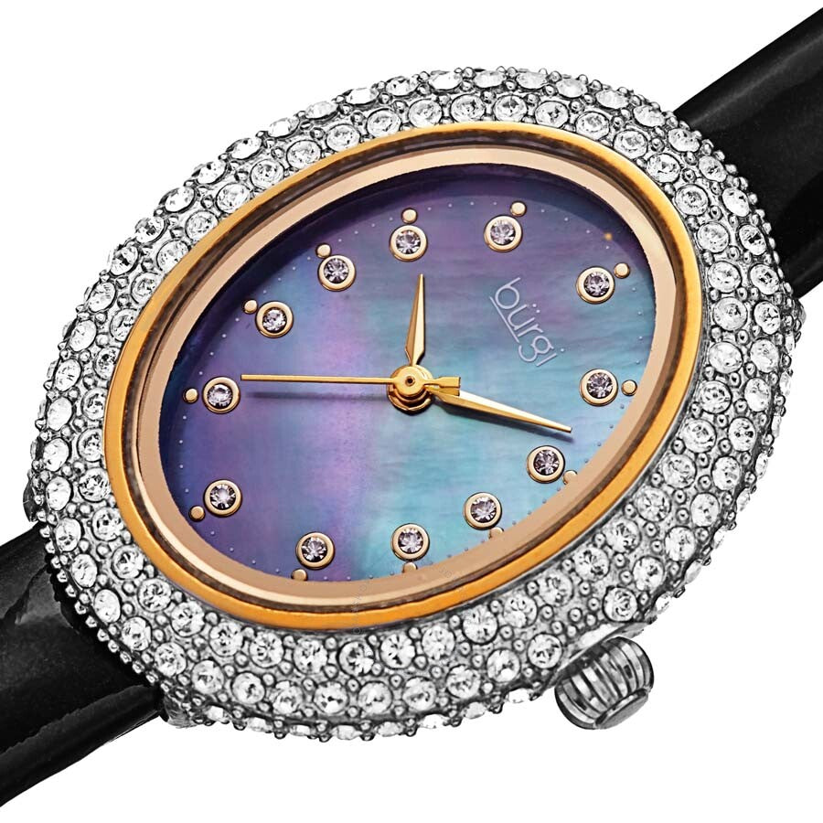 Burgi Crystal Black Dial Black Leather Ladies Watch BUR234BK - Dawson Watches #2