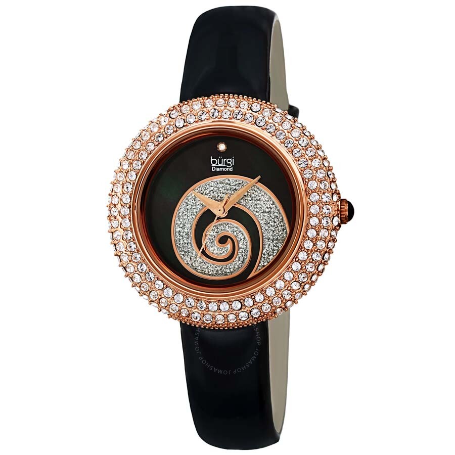 Burgi Swirl Crystal Black Dial Ladies Watch BUR209BKR - Dawson Watches