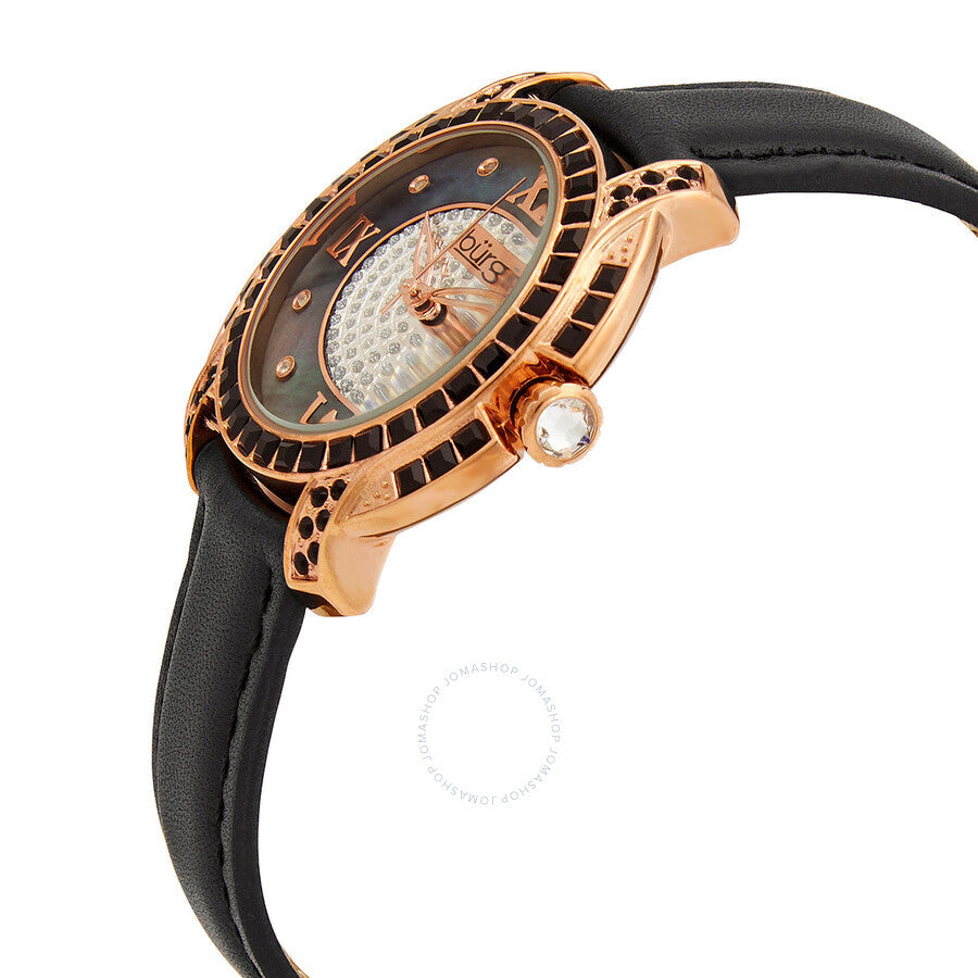 Burgi Black Mother of Pearl Dial Black Leather Ladies Watch BUR156BKR - Dawson Watches #2