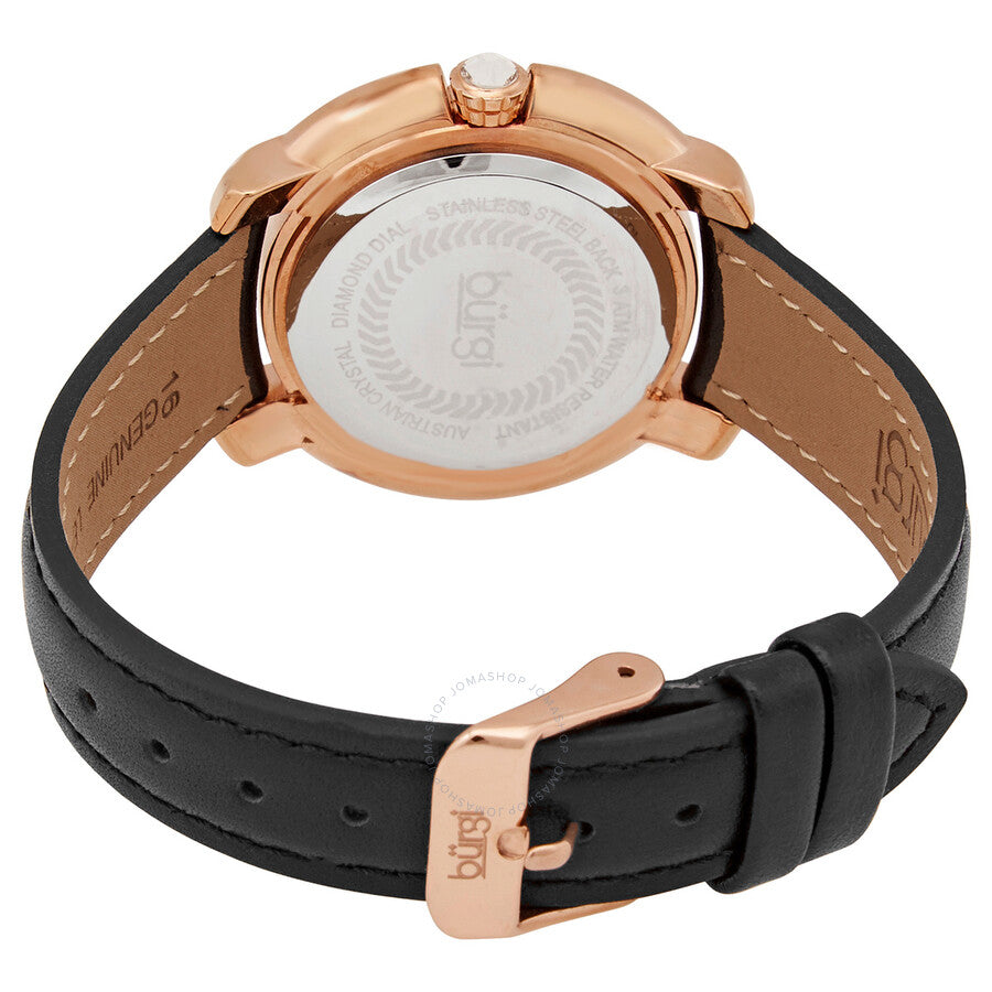 Burgi Black Mother of Pearl Dial Black Leather Ladies Watch BUR156BKR - Dawson Watches #3