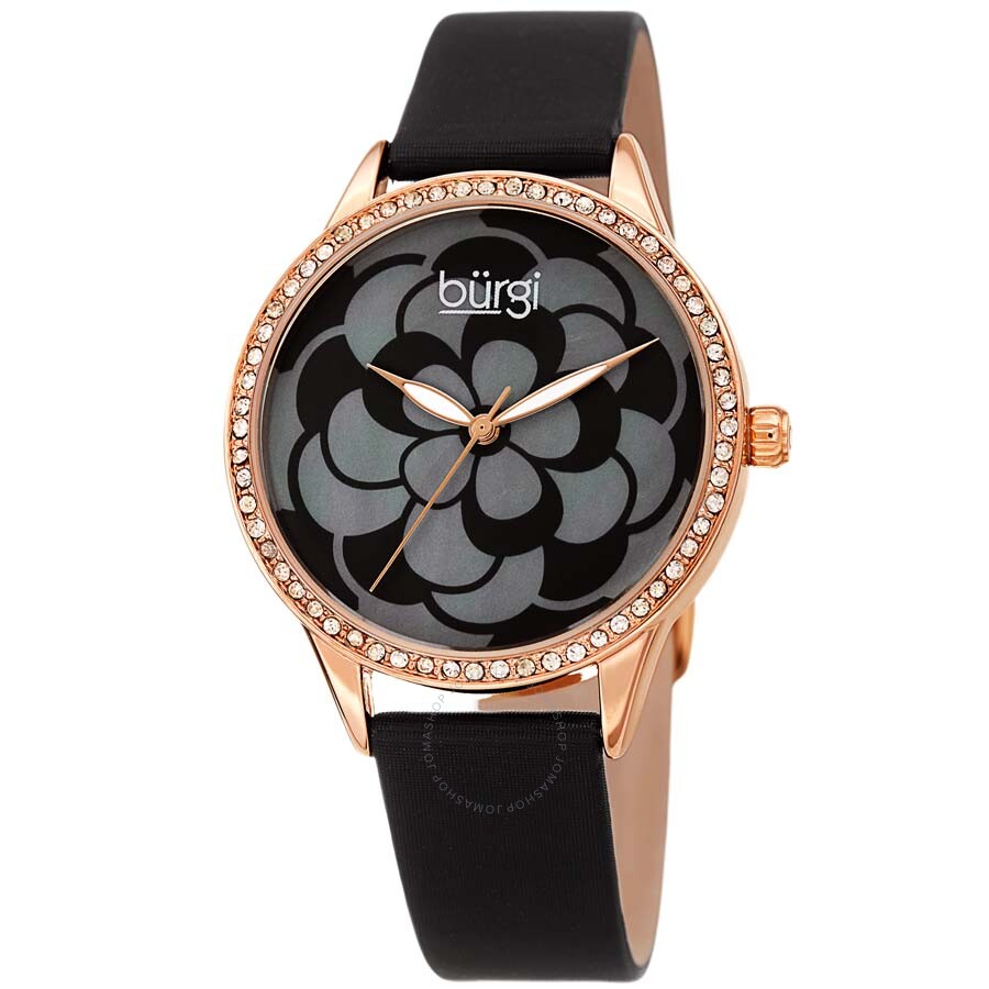 Burgi Black Mother of Pearl Dial Ladies Watch BUR203BKR - Dawson Watches