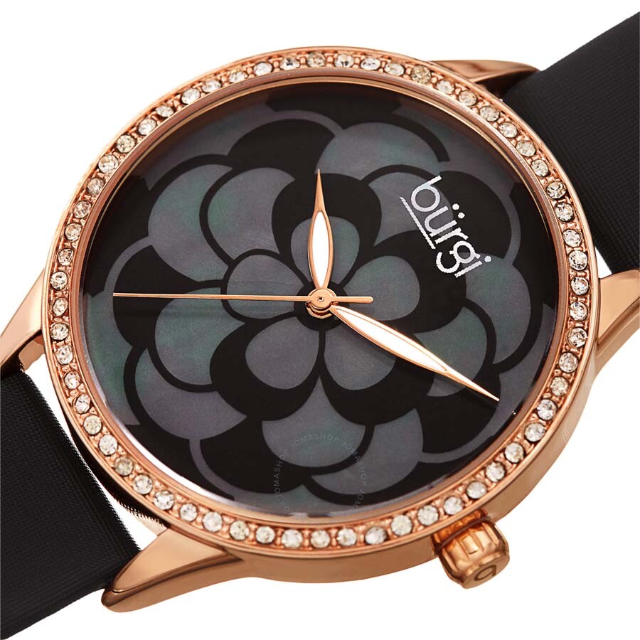 Burgi Black Mother of Pearl Dial Ladies Watch BUR203BKR - Dawson Watches #2