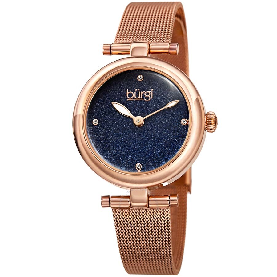 Burgi Blue Dial Rose Gold-tone Ladies Watch BUR231RGBU - Dawson Watches