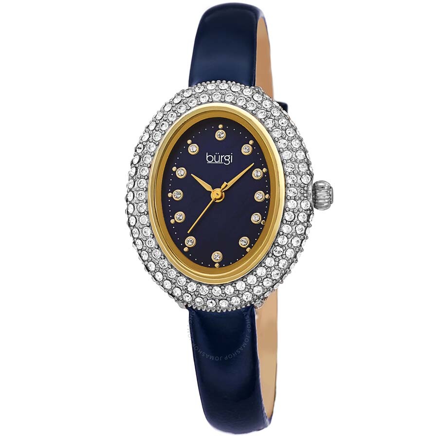 Burgi Crystal Blue Dial Blue leather Ladies Watch BUR234BU - Dawson Watches