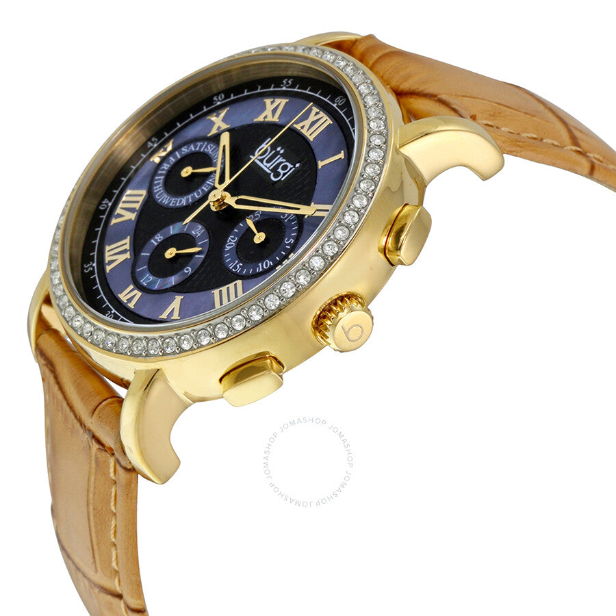 Burgi Blue Mother of Pearl Dial Beige Leather Ladies Watch BUR087BG - Dawson Watches #2