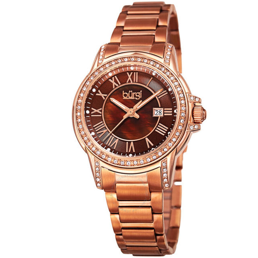 Burgi Brown Dial Rose Gold-tone Ladies Watch BUR168RGBR - Dawson Watches