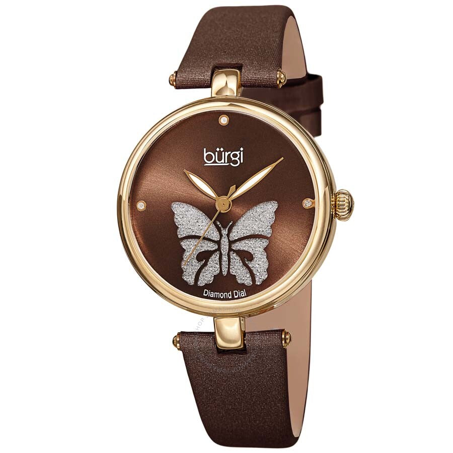 Burgi Pretty Butterfly Quartz Crystal Brown Dial Ladies Watch BUR233BR - Dawson Watches