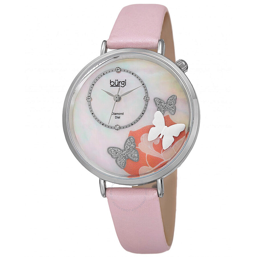 Burgi Crystal Butterflies Quartz Diamond Ladies Watch BUR158PK - Dawson Watches