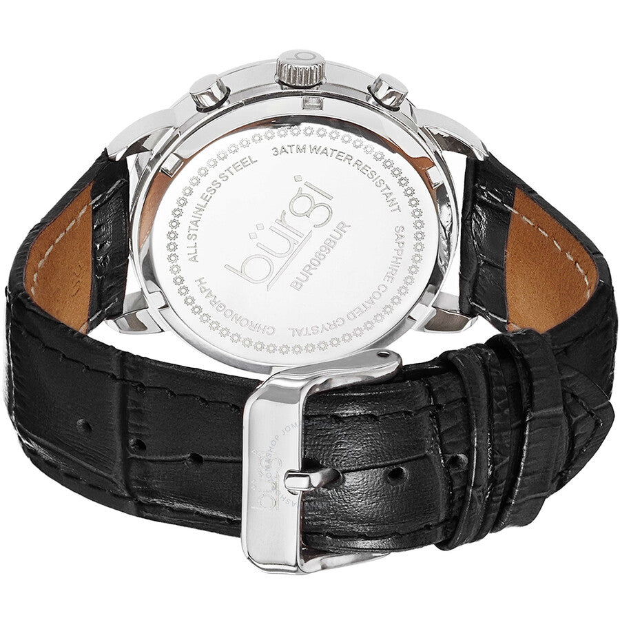 Burgi Crystal Chronograph Black Leather Mother of Pearl Dial Ladies Watch BUR089BK - Dawson Watches #3