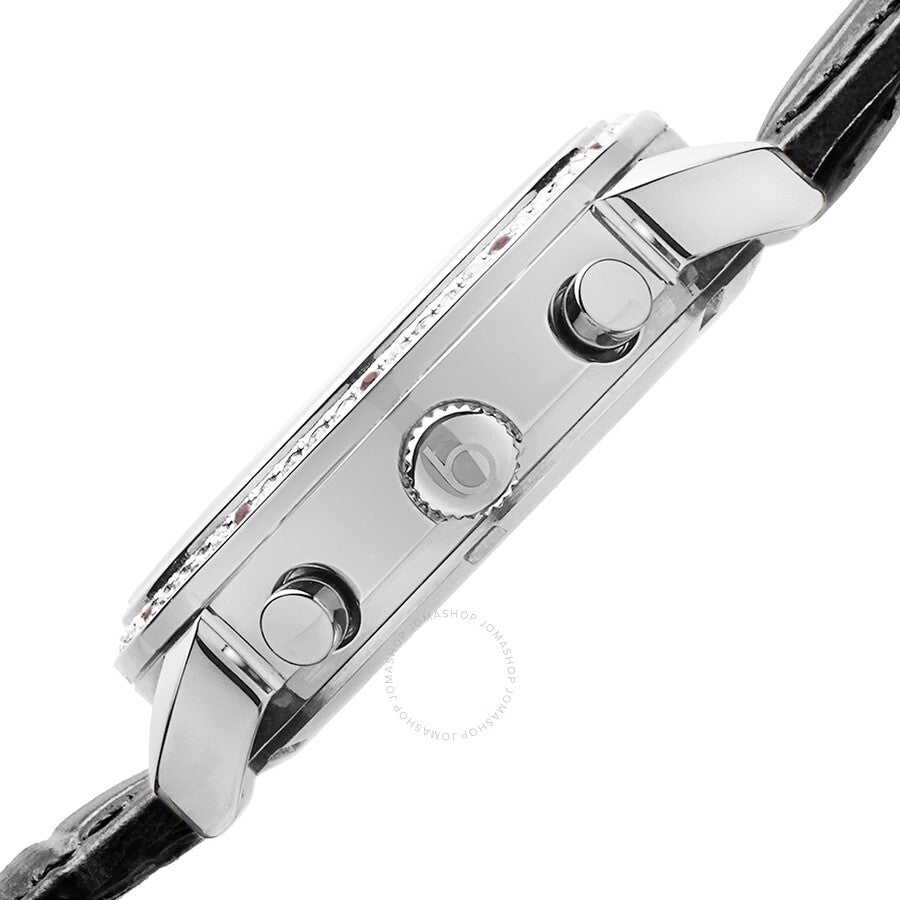 Burgi Crystal Chronograph Black Leather Mother of Pearl Dial Ladies Watch BUR089BK - Dawson Watches #4
