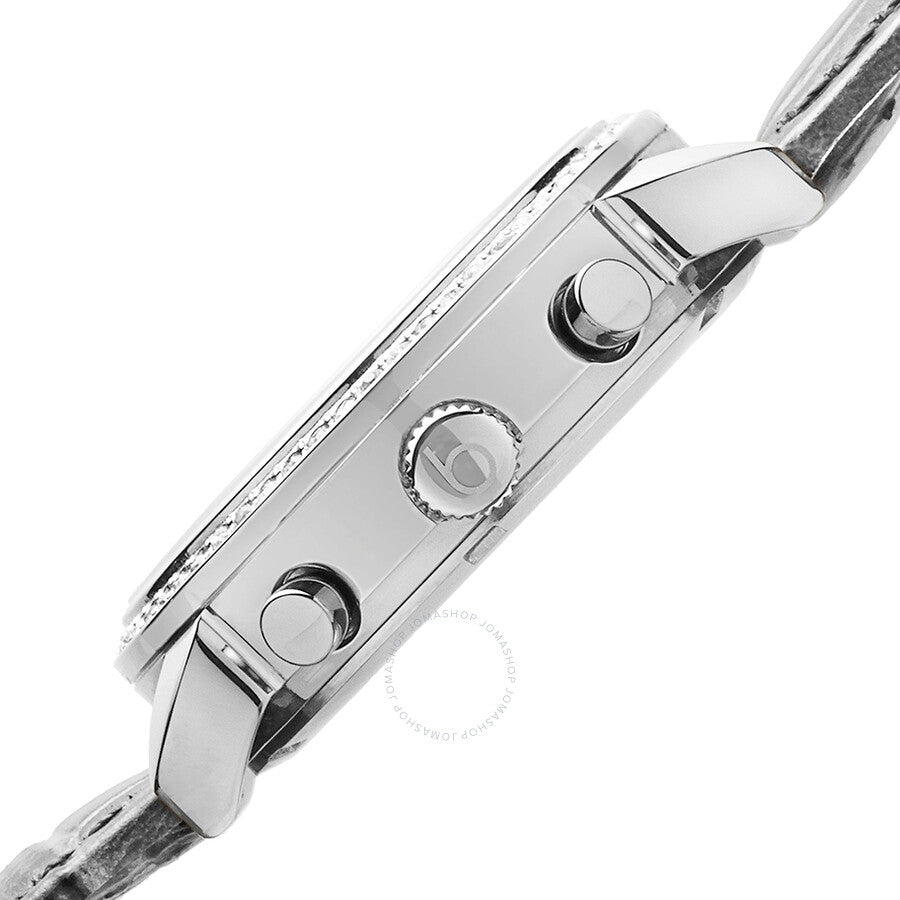 Burgi Crystal Chronograph Grey Leather Mother of Pearl Dial Ladies Watch BUR089GY - Dawson Watches #4