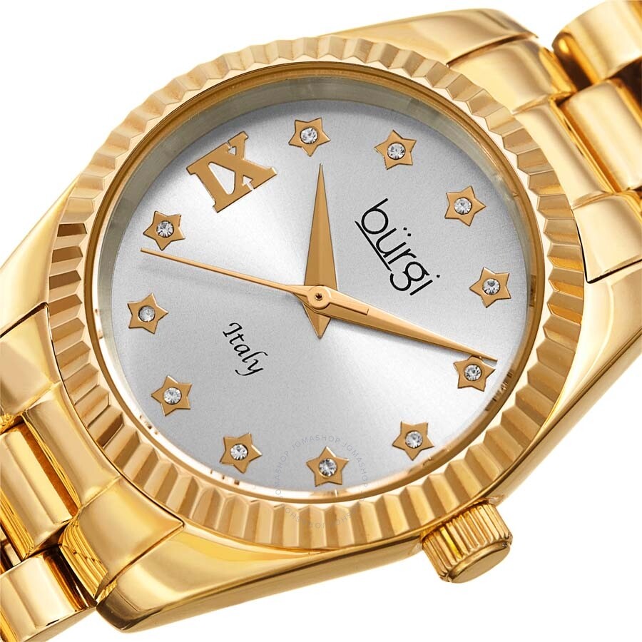 Burgi Designer Quartz Crystal Silver Dial Ladies Watch BUR194YG - Dawson Watches #2