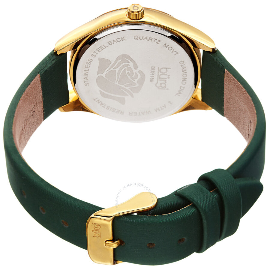 Burgi Diamond Accented Flower Quartz Green Dial Ladies Watch BUR189GN - Dawson Watches #4
