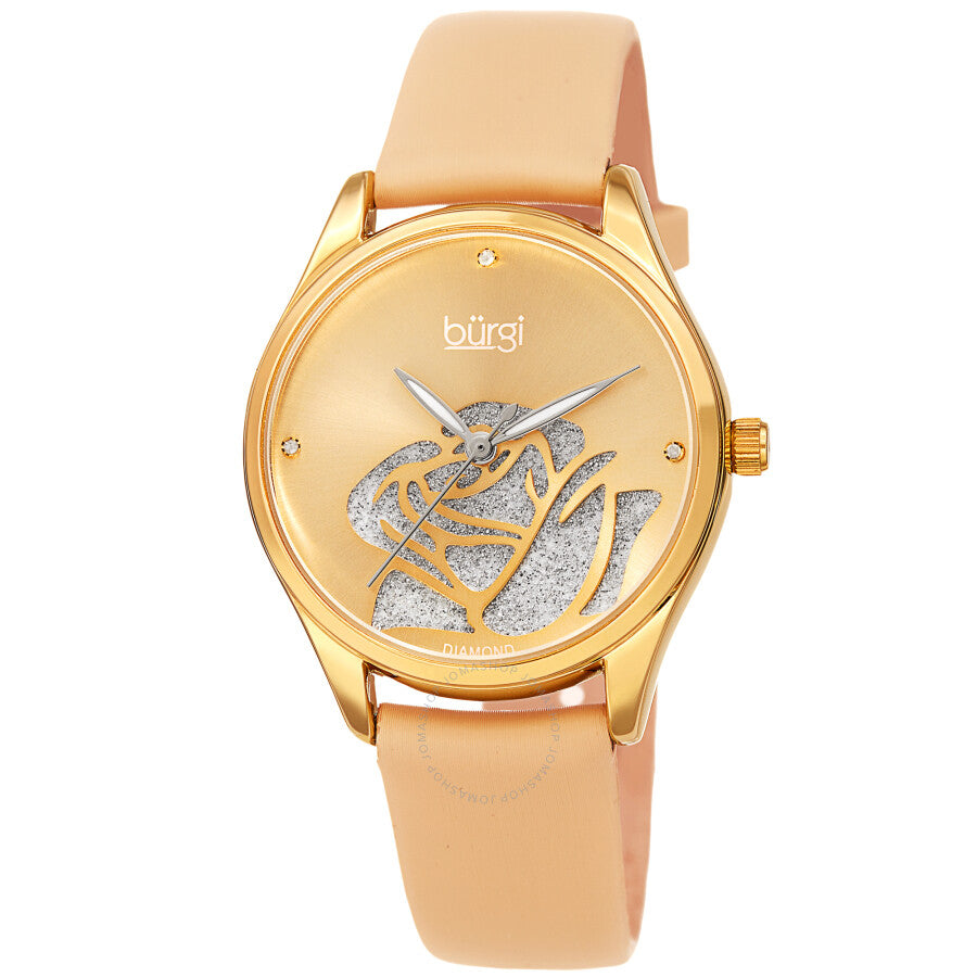 Burgi Diamond Accented Flower Quartz Ladies Watch BUR189YG - Dawson Watches