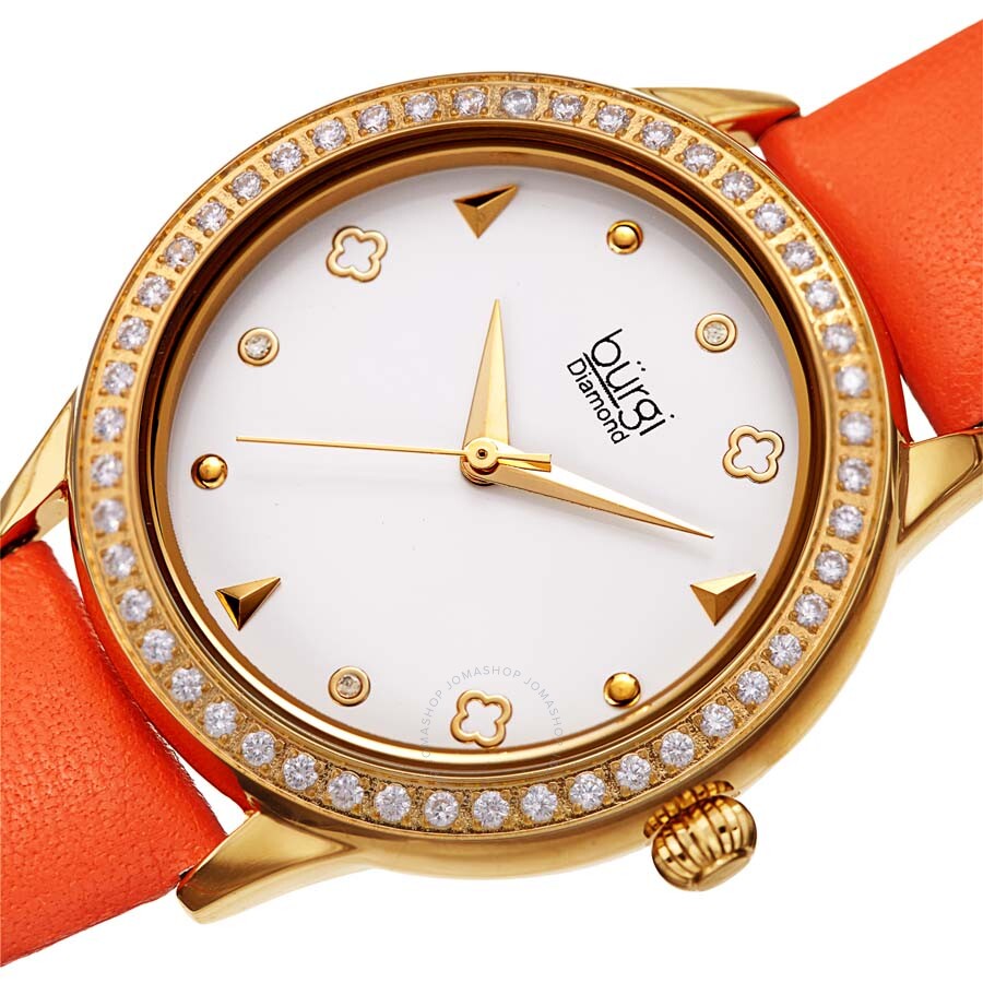Burgi Diamond White Dial Ladies Watch BUR221OR - The Watches Men & Co #2