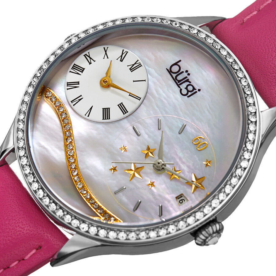 Burgi Dual Time Quartz Crystal White Dial Ladies Watch BUR184PK - Dawson Watches #2