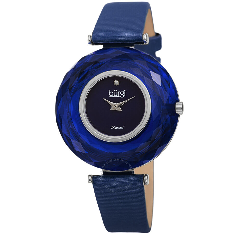 Burgi Faceted Crystal Bezel Diamond Blue Dial Ladies Watch BUR252BU - Dawson Watches