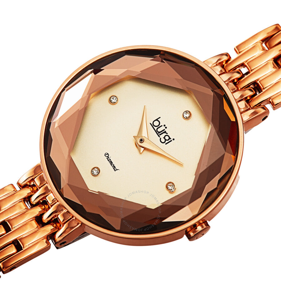 Burgi Faceted Crystal Bezel Diamond Rose Dial Ladies Watch BUR253RG - Dawson Watches #2
