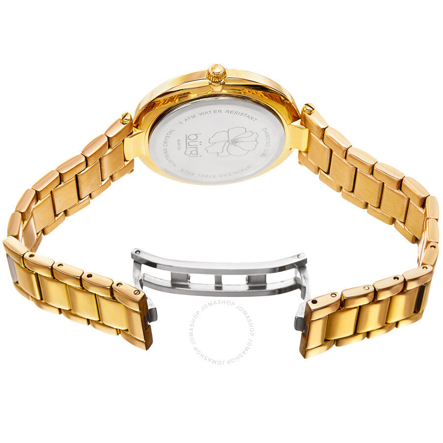 Burgi Flower Marker Diamond Crystal Ladies Watch BUR179YG - The Watches Men & Co #4
