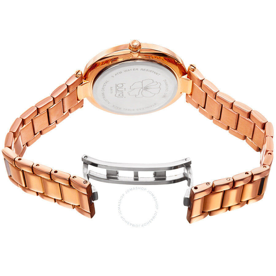 Burgi Flower Marker Diamond Crystal Silver Dial Ladies Watch BUR179RG - The Watches Men & Co #4